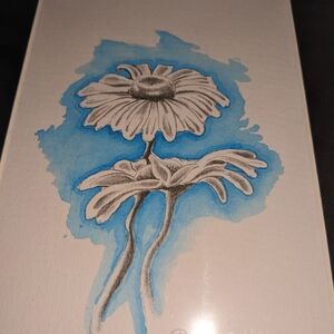 Elegant Blue and Gray Floral Illustration